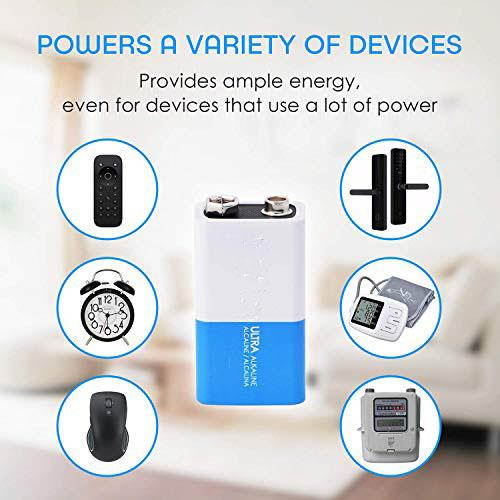 Ultra Alkaline 9V Batteries 12 Pack 7 Year Shelf Life 69 Times The Power As Carbon Batteries | 9 Volt Battery 9 V Battery