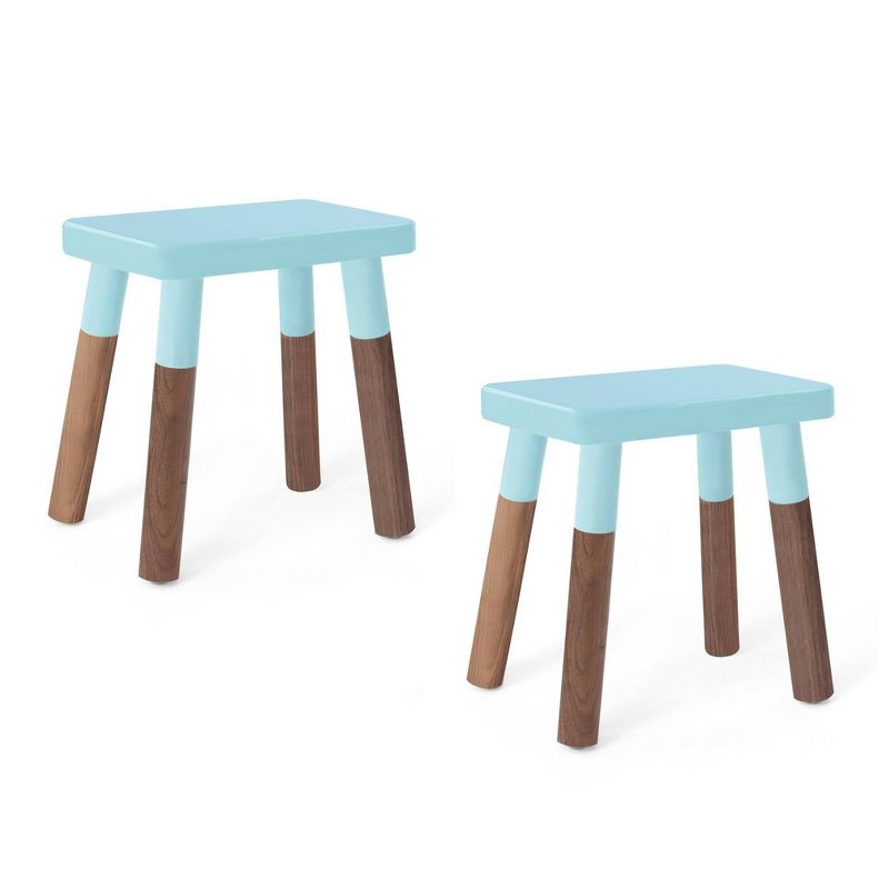 Set of 2 Peewee Wood Veneer Kids' Chairs Walnut/Sky Blue - Nico & Yeye