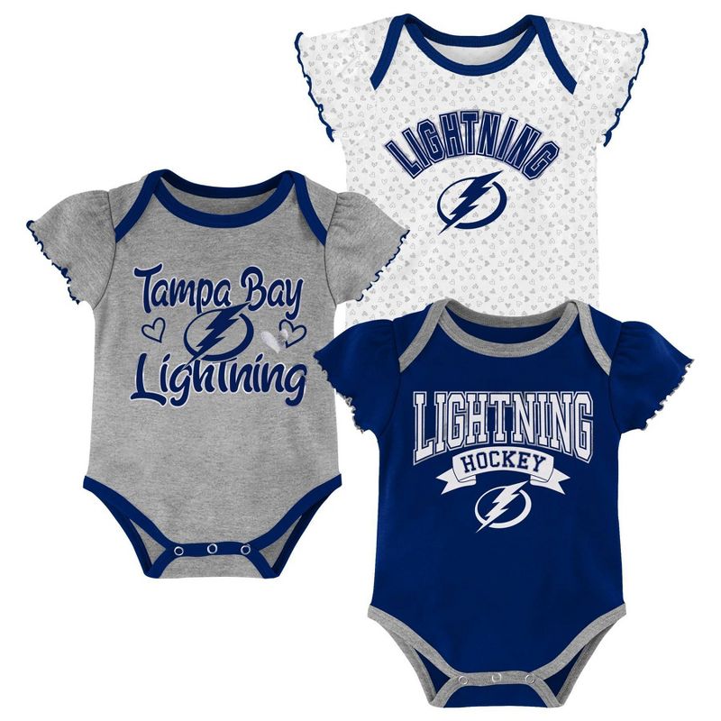 NHL Tampa Bay Lightning Girls' Winning Goal Bodysuit Set 3pk - 3-6M