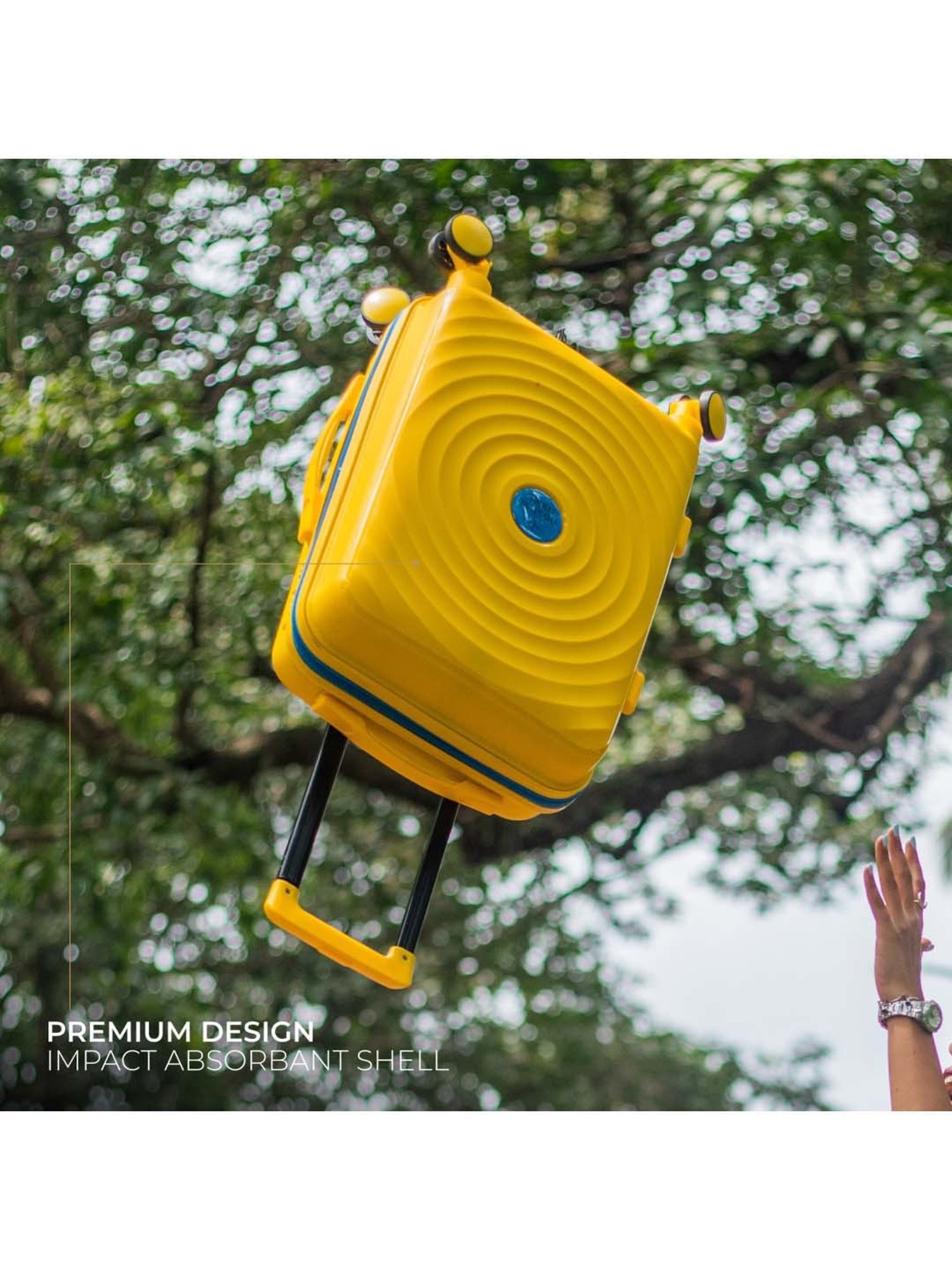 Nasher Miles Goa Hard-sided Polypropylene Check-In Luggage Yellow Blue 28 inch |75cm Trolley bag