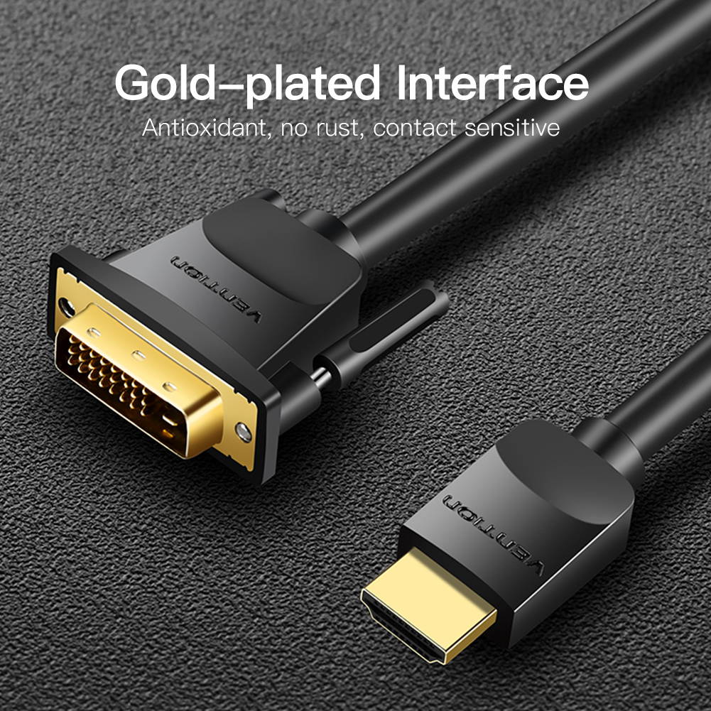 VENTION HDMI to DVI Cable Bi Directional DVI-D 24+1 Male to HDMI Male Adapter High Speed 1080P HD Compatible for Xbox PS4 PS5 Laptop Graphics Card Blue-ray