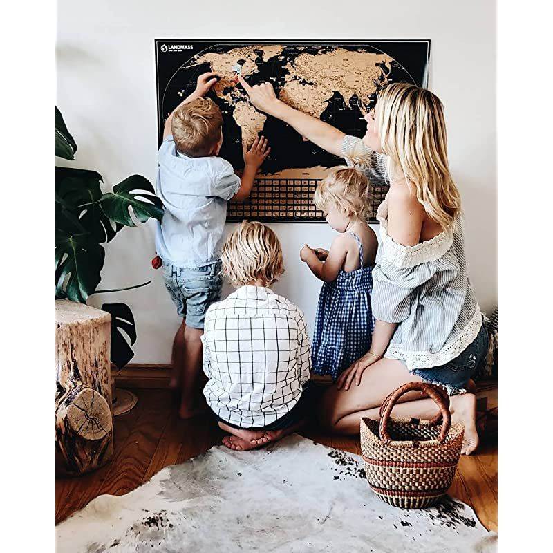 Landmass Extra Large Scratch Off World Map Poster Made In The USA Travel Map with Flags Scratch Off Map Of The World With Detailed Cartography And Vibrant Colors Perfect Gift 24 x 36 Inches