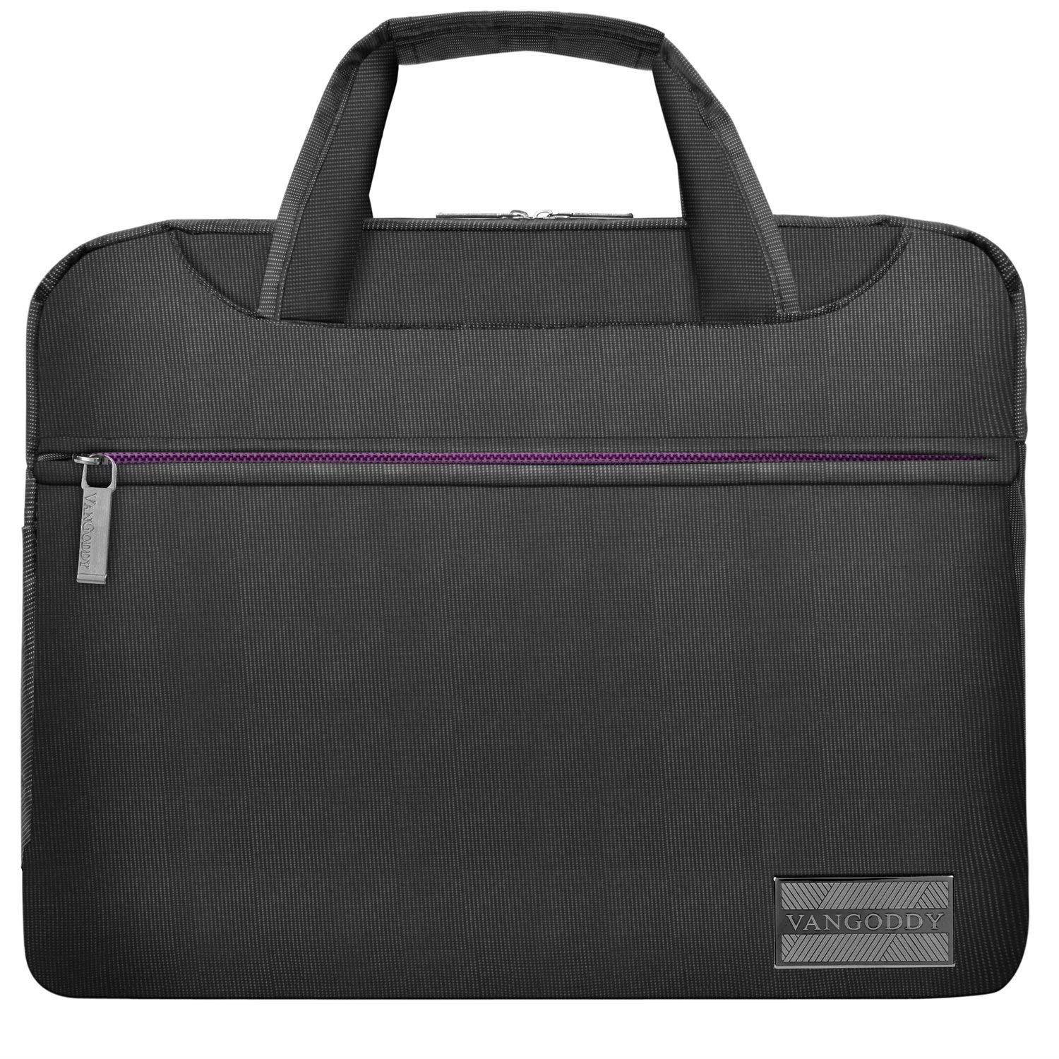 NineO 13 Water Resistant Messenger Bag Satchel with Handle & Shoulder Strap (Grey/Purple) for Huawei MateBook X/Lenovo Miix 520/IdeaPad Miix 720/ThinkPad X1 Tablet Gen 2 12.2" 13" Tablet