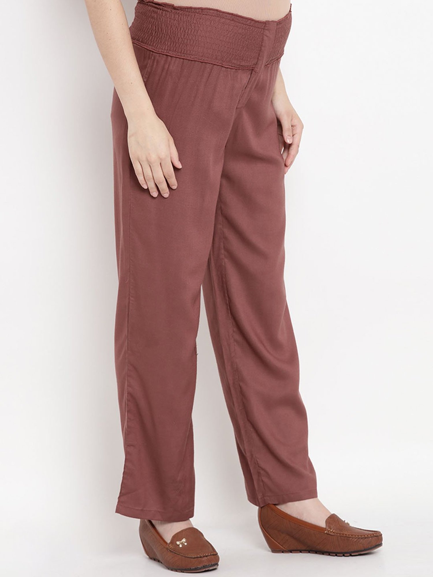 Mine4Nine Brown Maternity Trousers