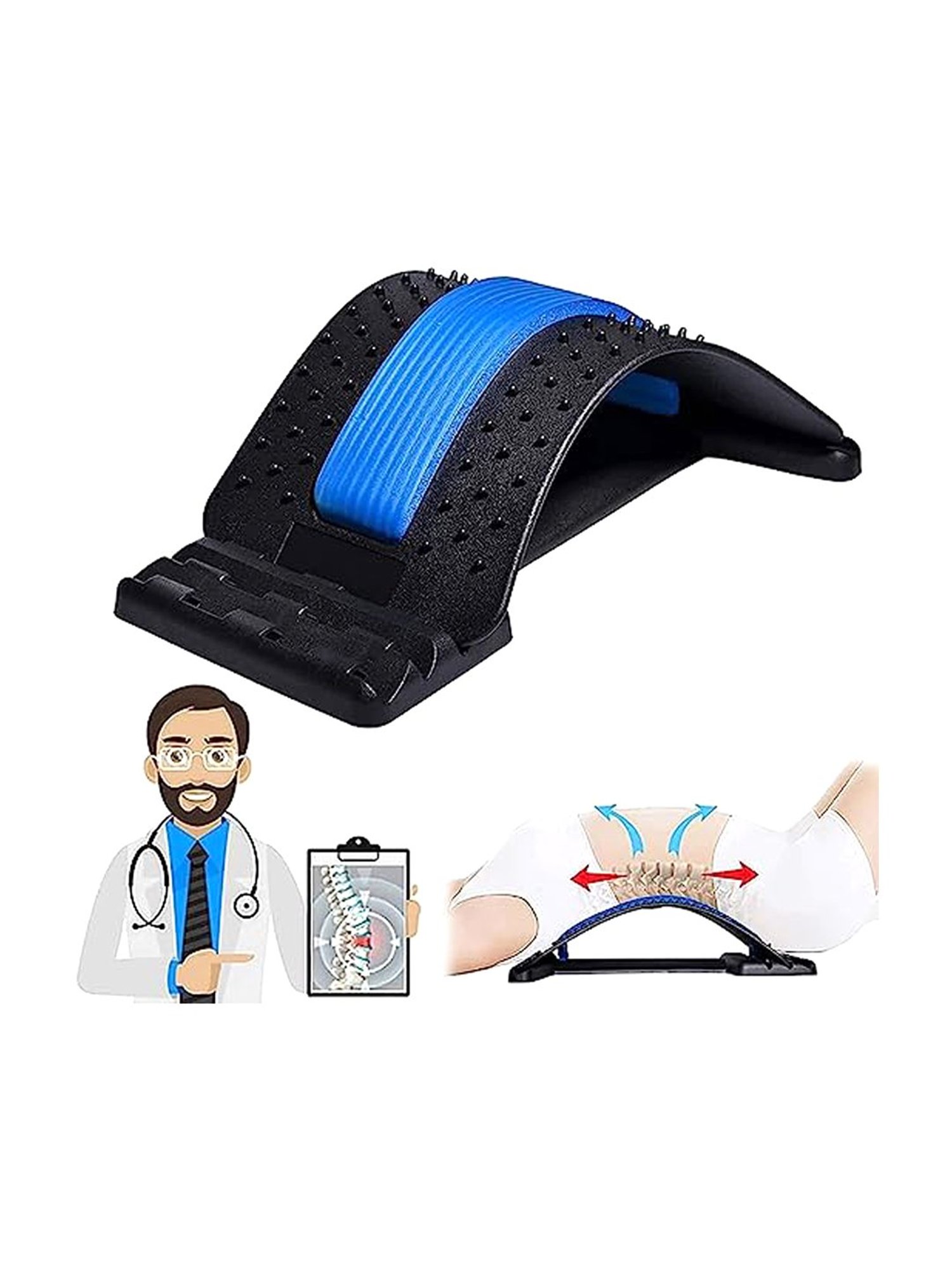 WIDE MART Style-2 Back Pain Relief Back Stretcher, Spinal Curve Back Relaxation Device (Black)