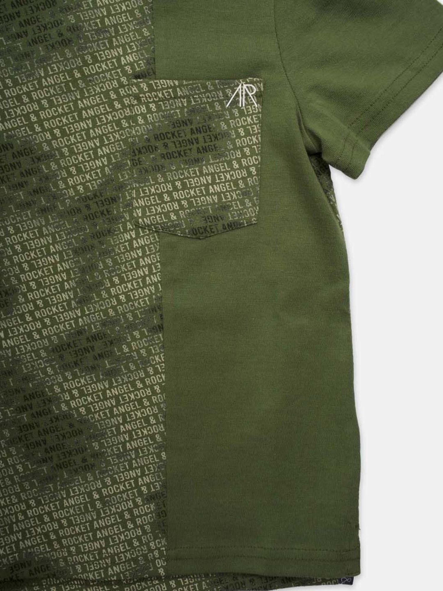 Angel & Rocket Kids Green Cotton Printed T-Shirt