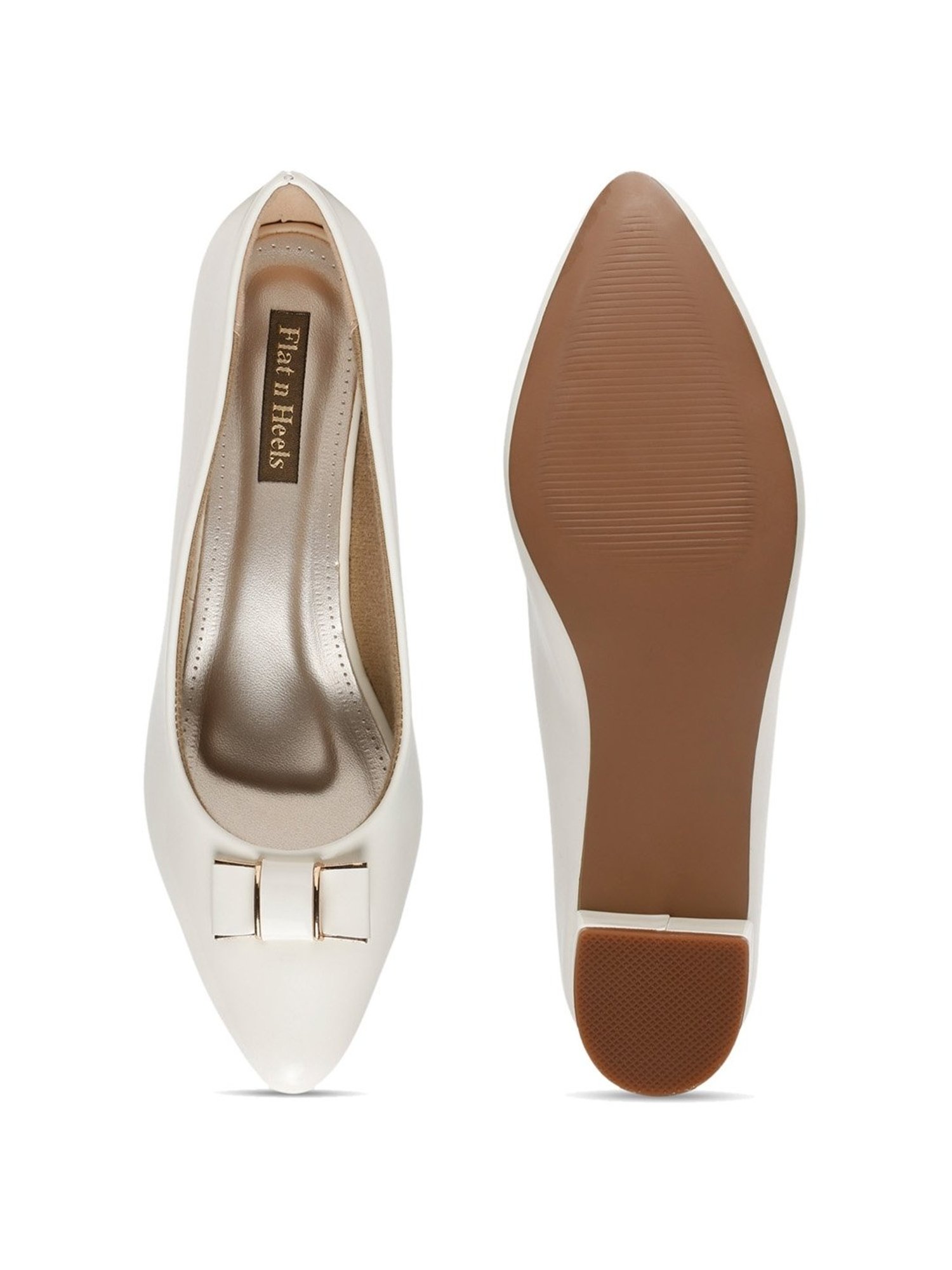 Flat N Heels Women's White Casual Pumps