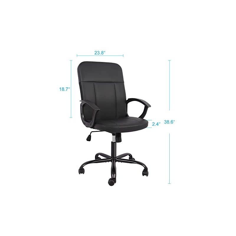 Chair, Mid Back Leather Desk Chair, Computer Swivel Task Chair, Ergonomic Executive Chair with Armrests