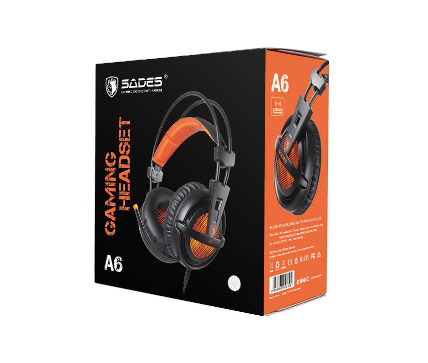 SADES A6 Virtual 7.1 Surround Sound USB Connector Wired Game Headset Over Ear For PC/Laptop