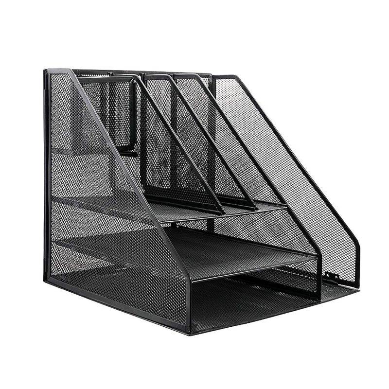 Bonsaii Mesh Desk Organizers with Pen Holder, Office Supplies Desk Accessories with 8 Compartments for Home and School, Black (W6002)