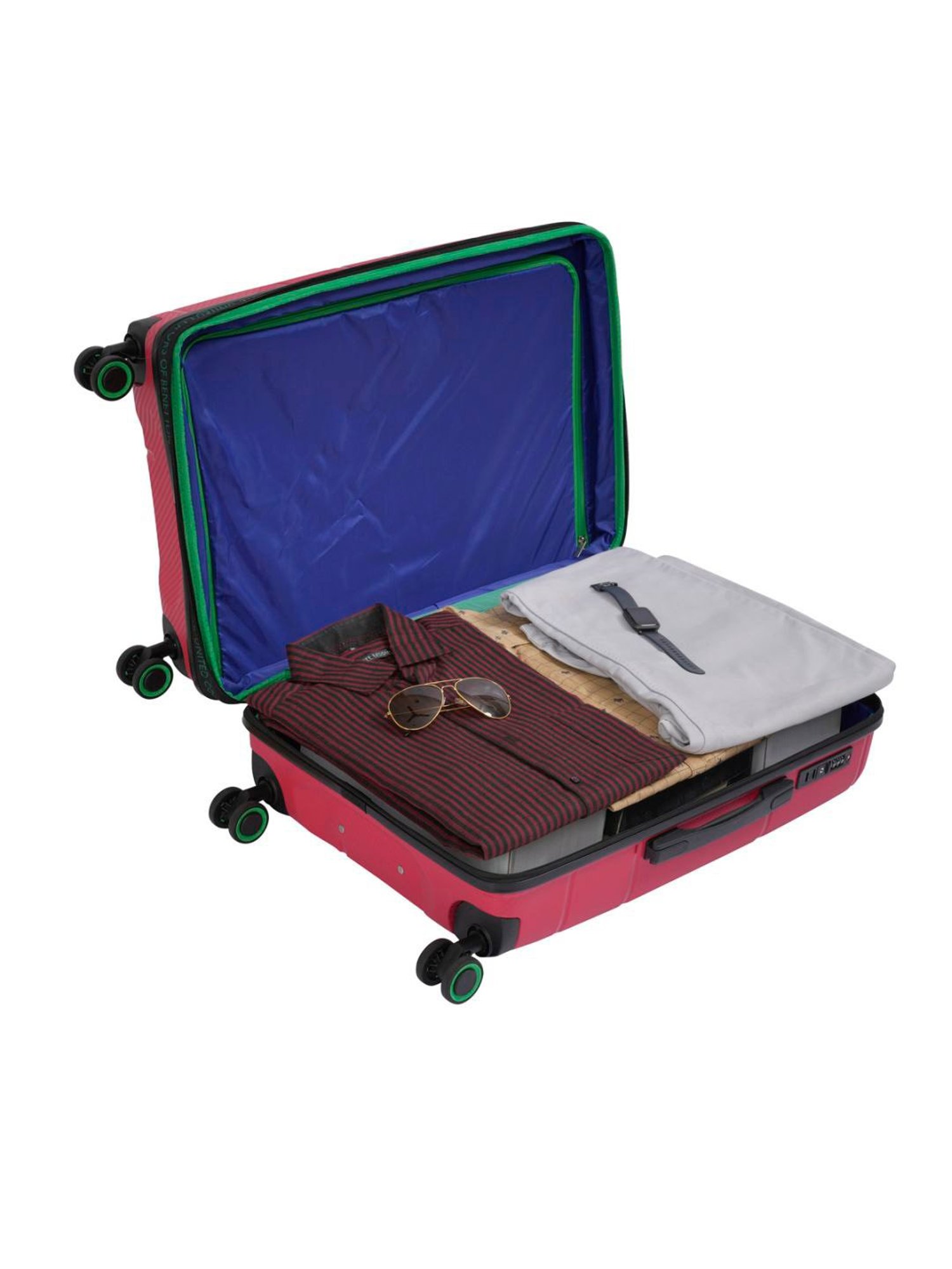 United Colors of Benetton Moonstone Red Textured Hard Large Trolley Bag - 78 Cm