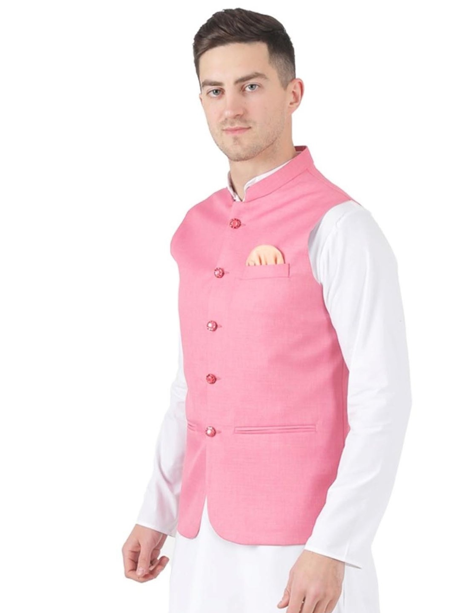 TAHVO Pink  Slim Fit Nehru Jacket