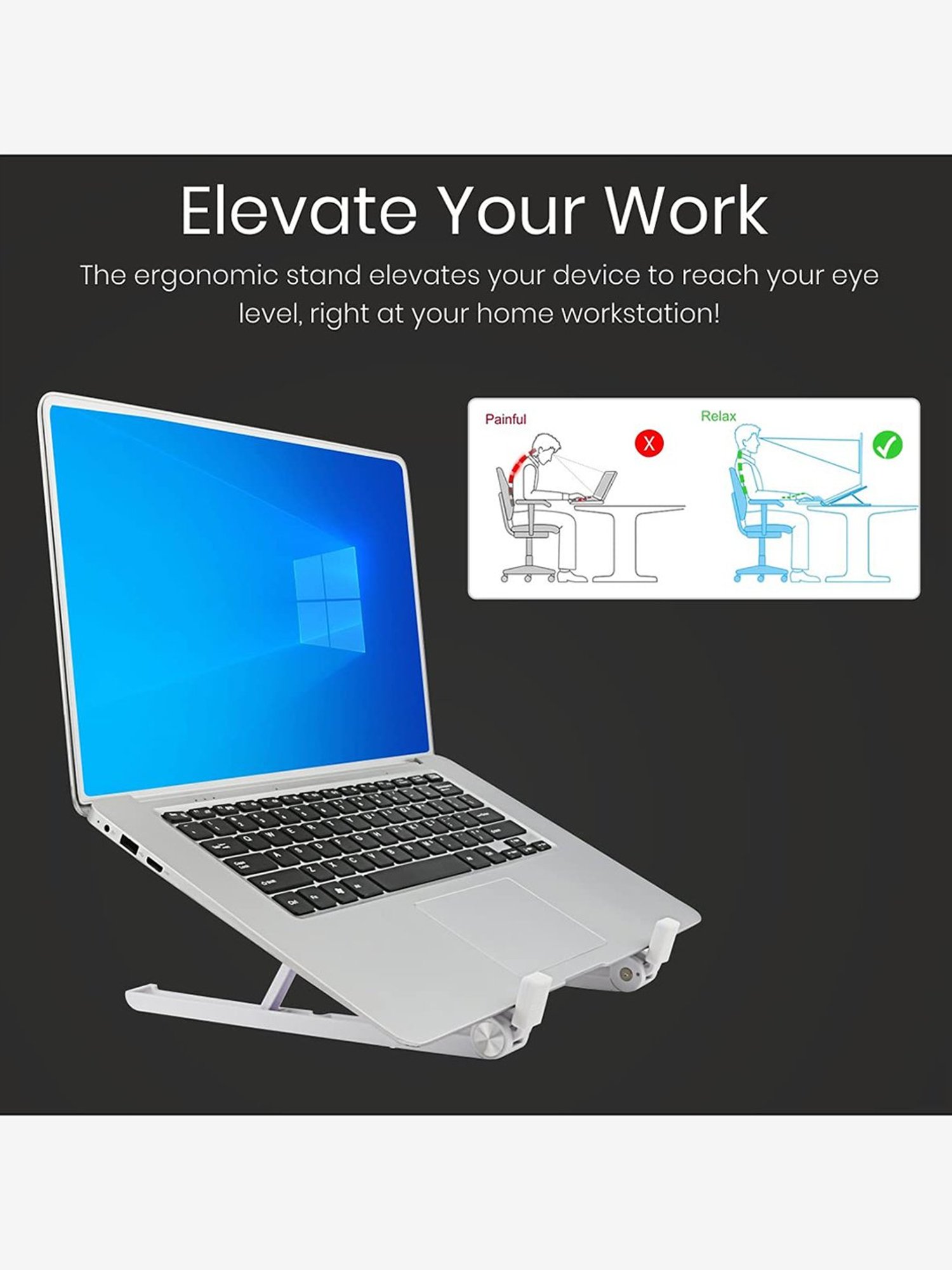 Portronics My Buddy Flip POR-1309 Portable Laptop Stand (White)