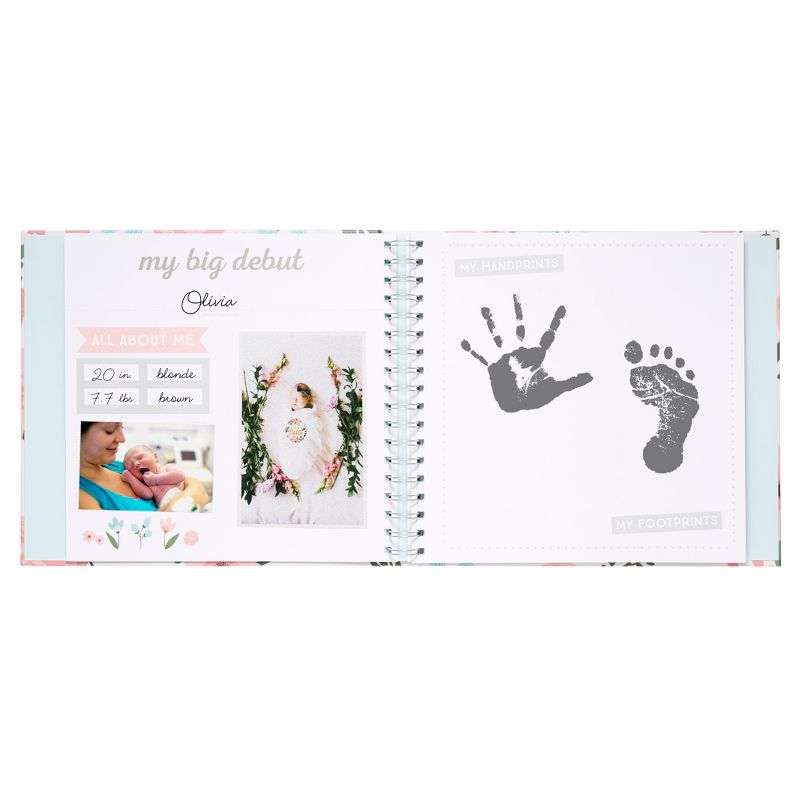 Pearhead Baby Memory Book and Baby Belly Sticker Set Floral Photo and Scrapbook Albums