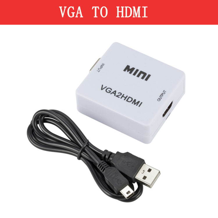 Mini 1080P VGA to HDMI adapter Converter VGA2HDMI Converter with Audio-White