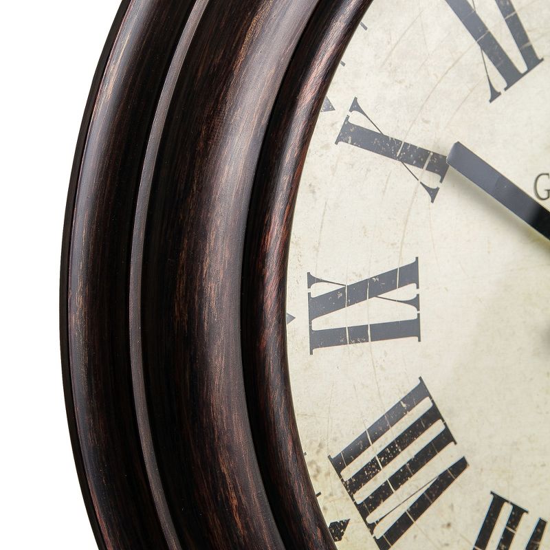 12" Traditional Bronze Roman Numeral Wall Clock Bronze - Patton Wall Decor