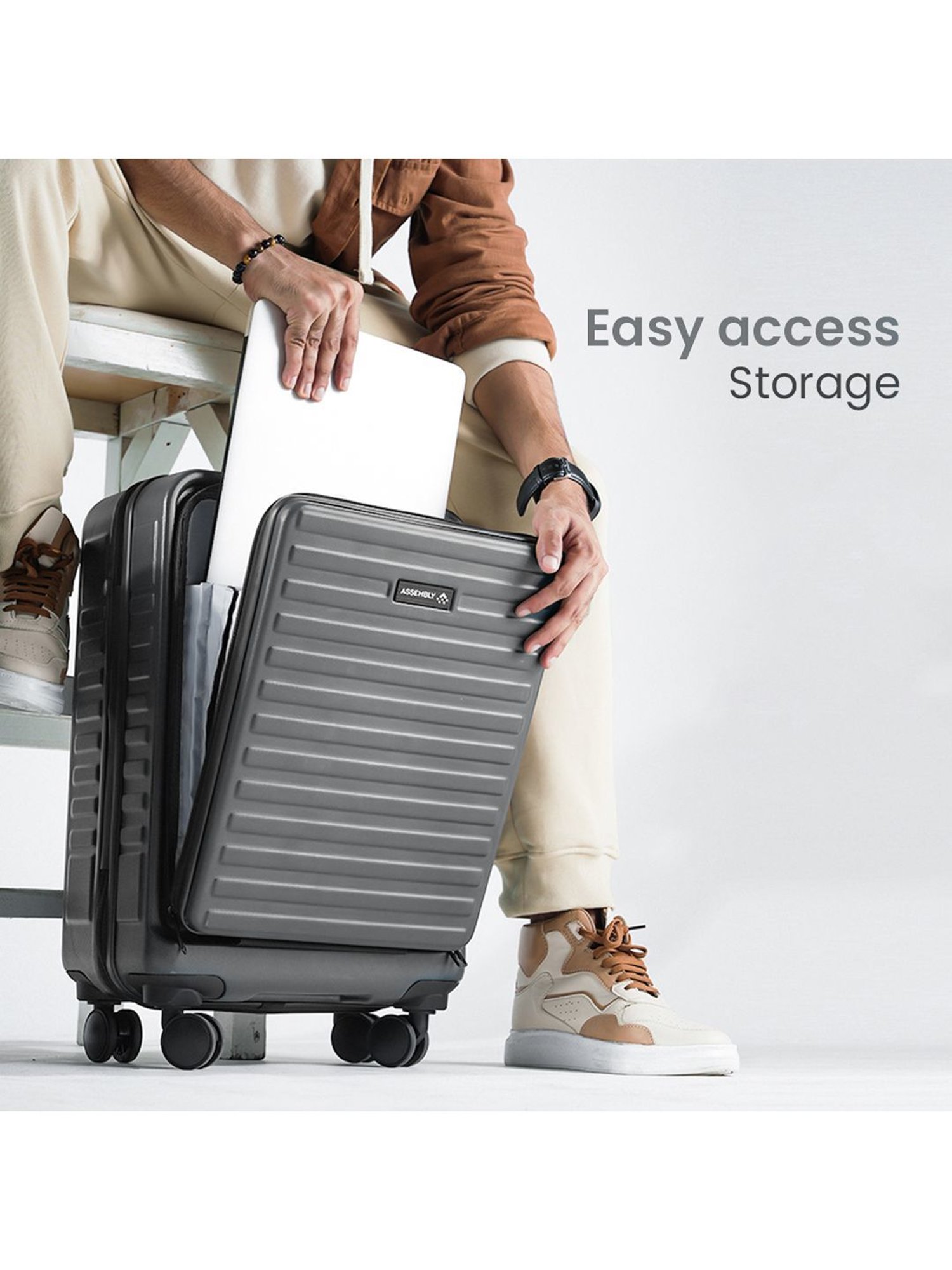 Assembly Grey Textured Small Cabin Trolley - 20 inch