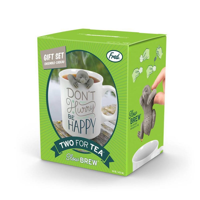 "Don't Worry Be Happy" Sloth Print Tea Mug