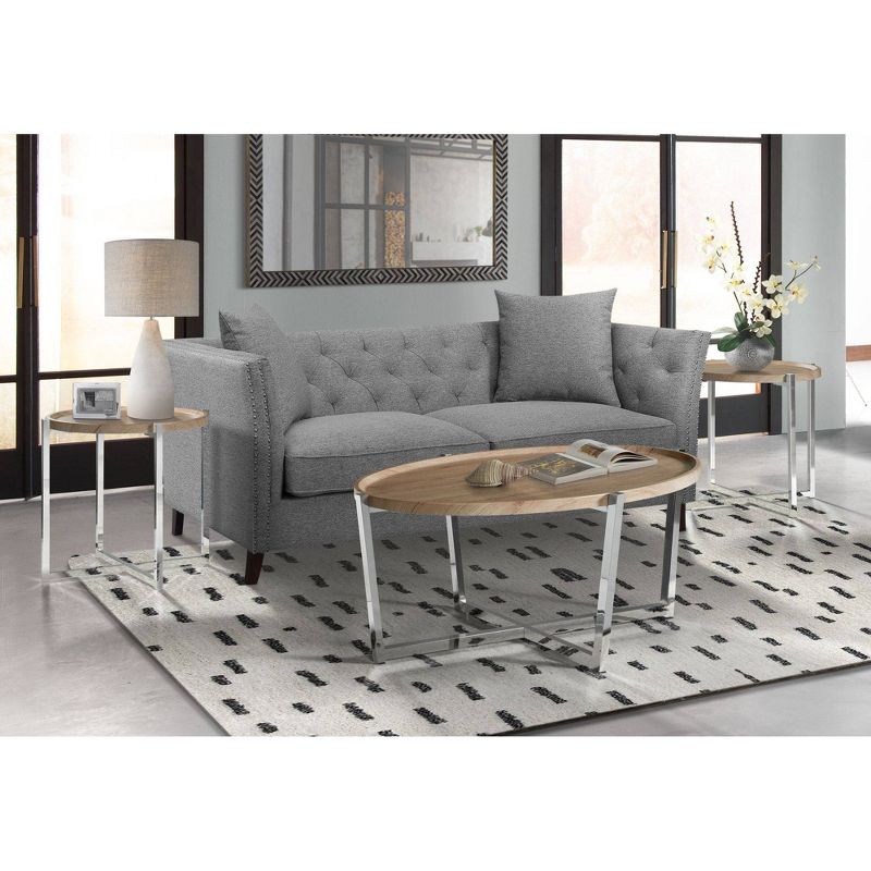 3pc Niko Occasional Table Set Natural/Chrome - Picket House Furnishings