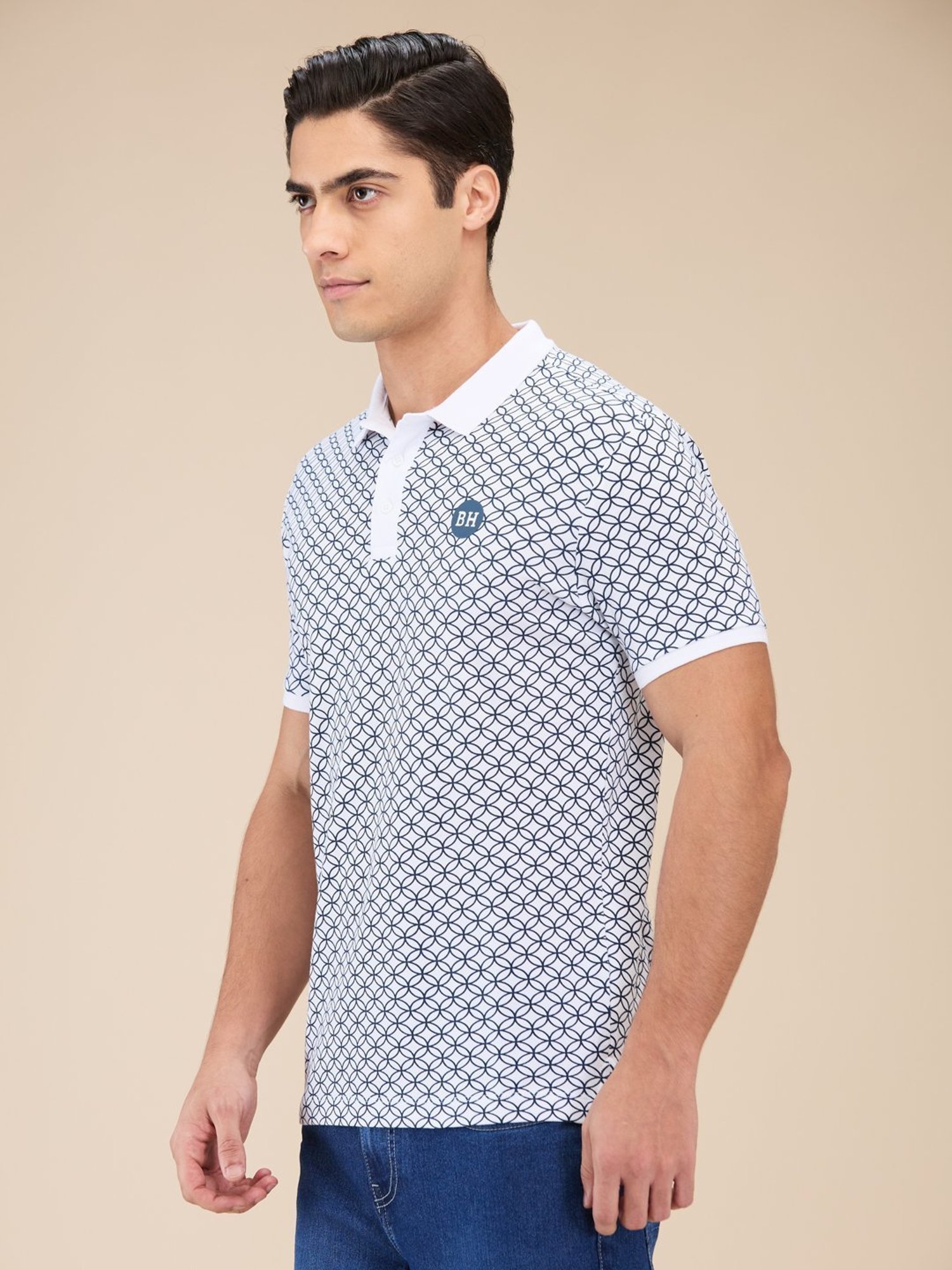 Being Human White Regular Fit Printed Polo T-Shirt