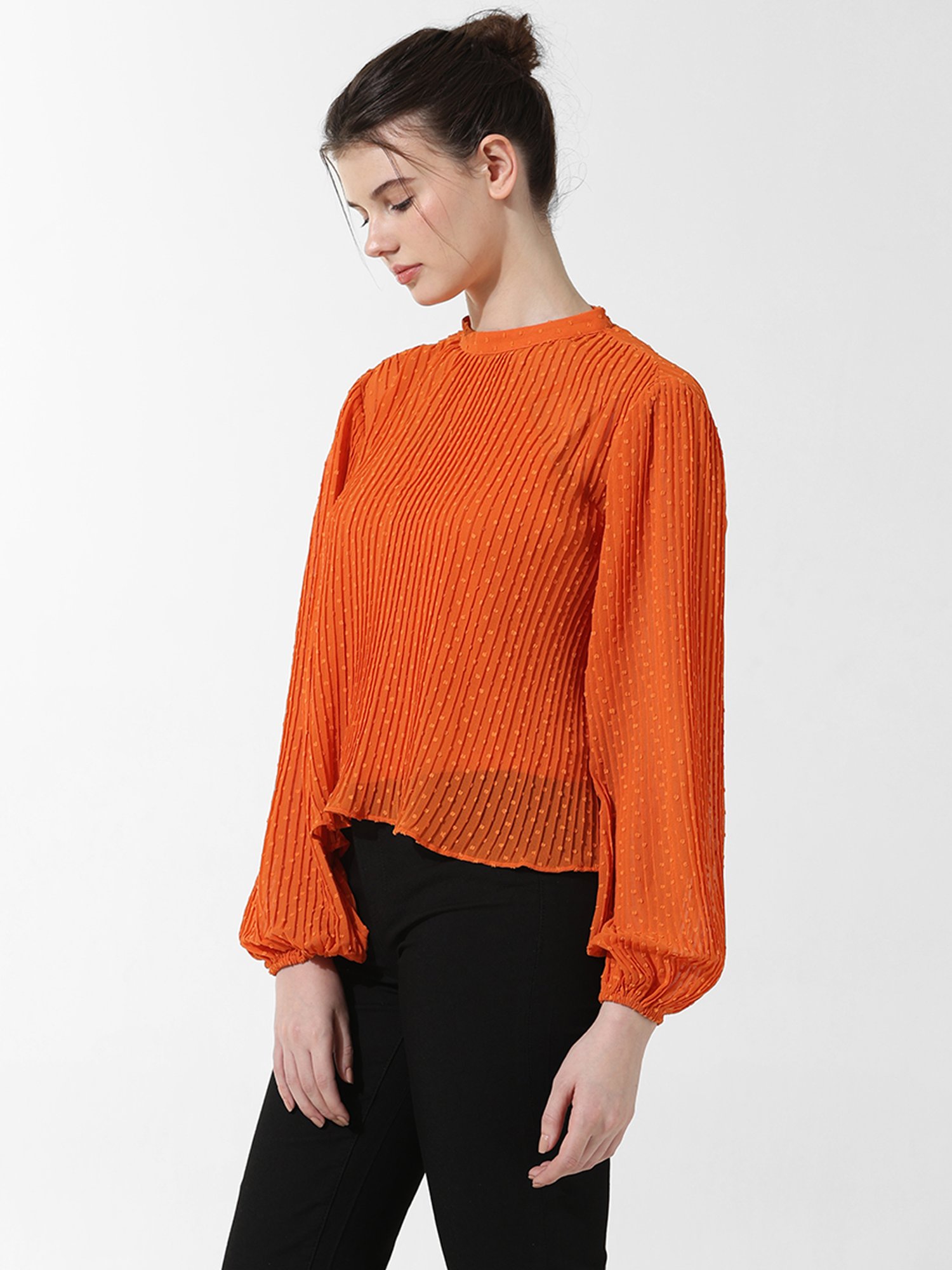 Only Orange Self Design Top