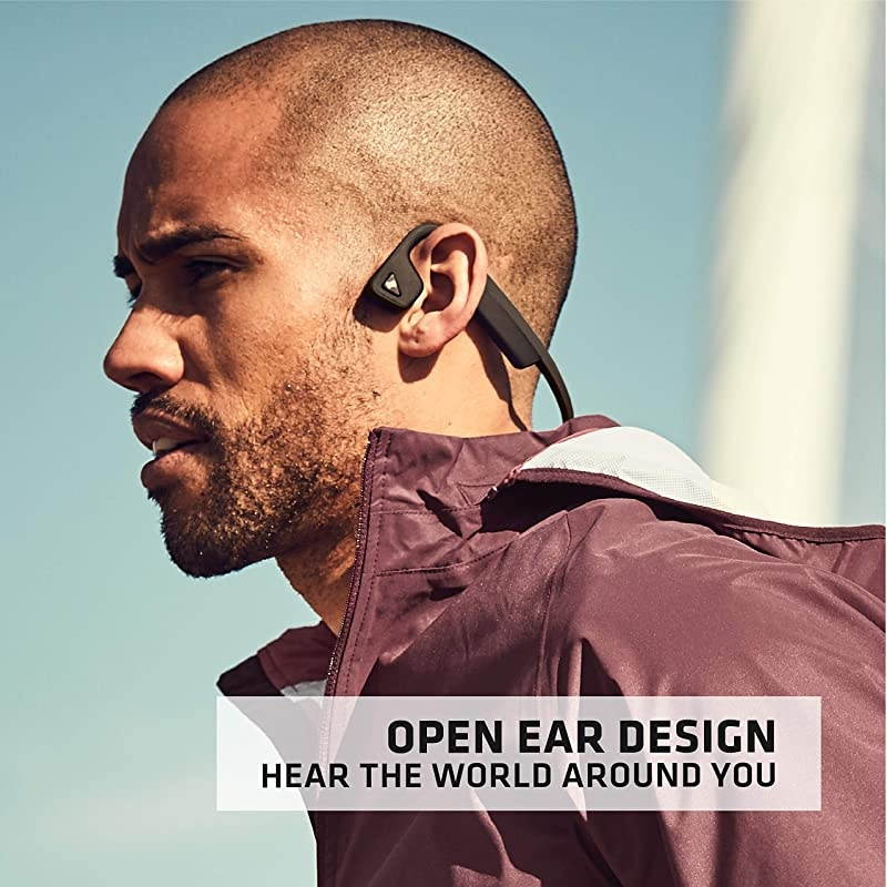 AS600BK Titanium Open Ear Wireless Bone Conduction Headphones Compatible with Bluetooth Black