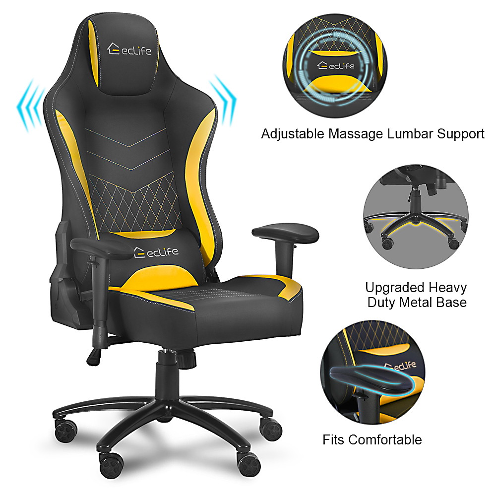 Ergonomic Racing Style Gaming Chair LUCKWIND Racing Chair
Massage Gaming Chair Office Chair Height Adjustment Recliner Swivel Rocker With USB Massage Lumbar Pad E-Sports Chair