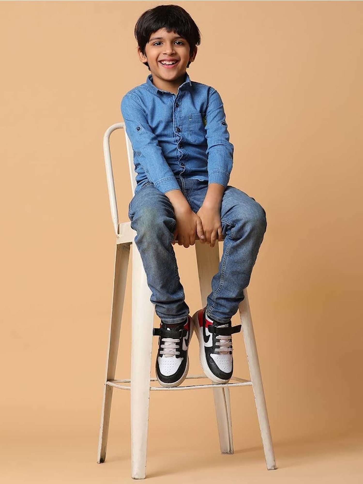 Tales & Stories Kids Blue Cotton Regular Fit Full Sleeves Shirt