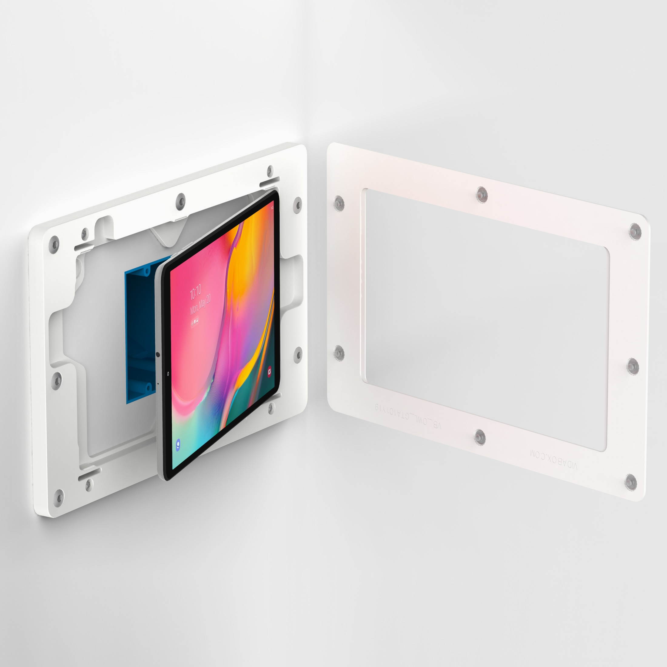 VidaMount White On-Wall Tablet Mount compatible with Samsung Galaxy Tab A 10.1 (2019)