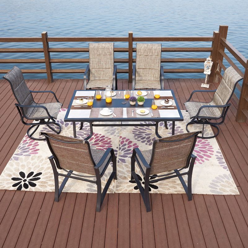 7pc Steel Patio Dining Sets Gray - Lokatse