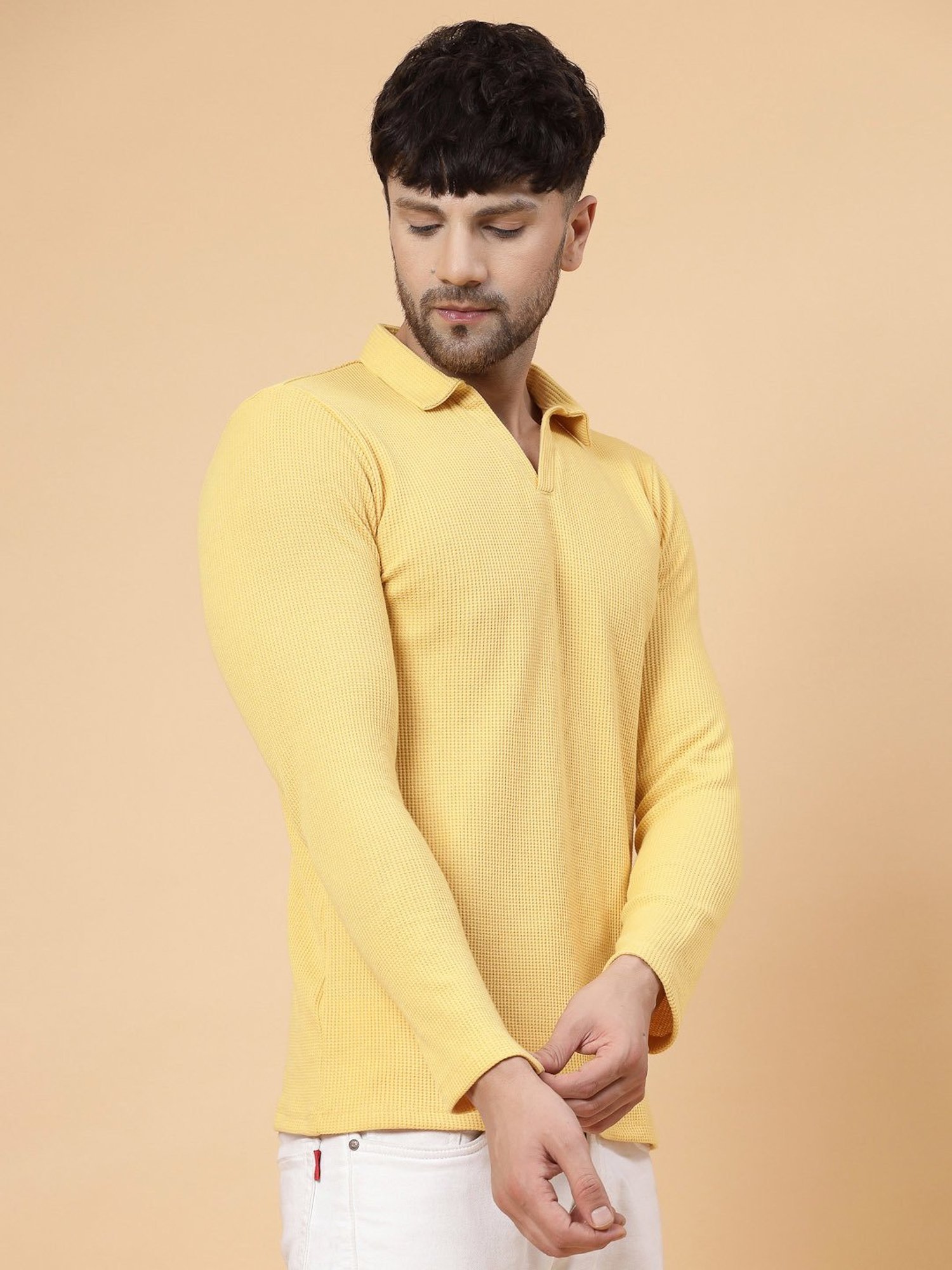 Rigo Yellow Regular Fit Printed Polo T-Shirt
