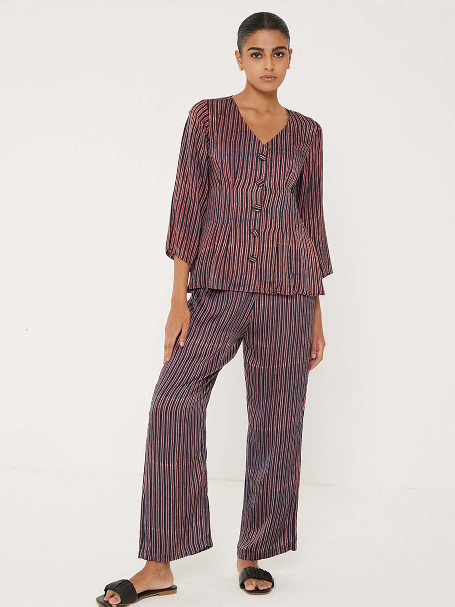 ANCESTRY Wine Striped Top