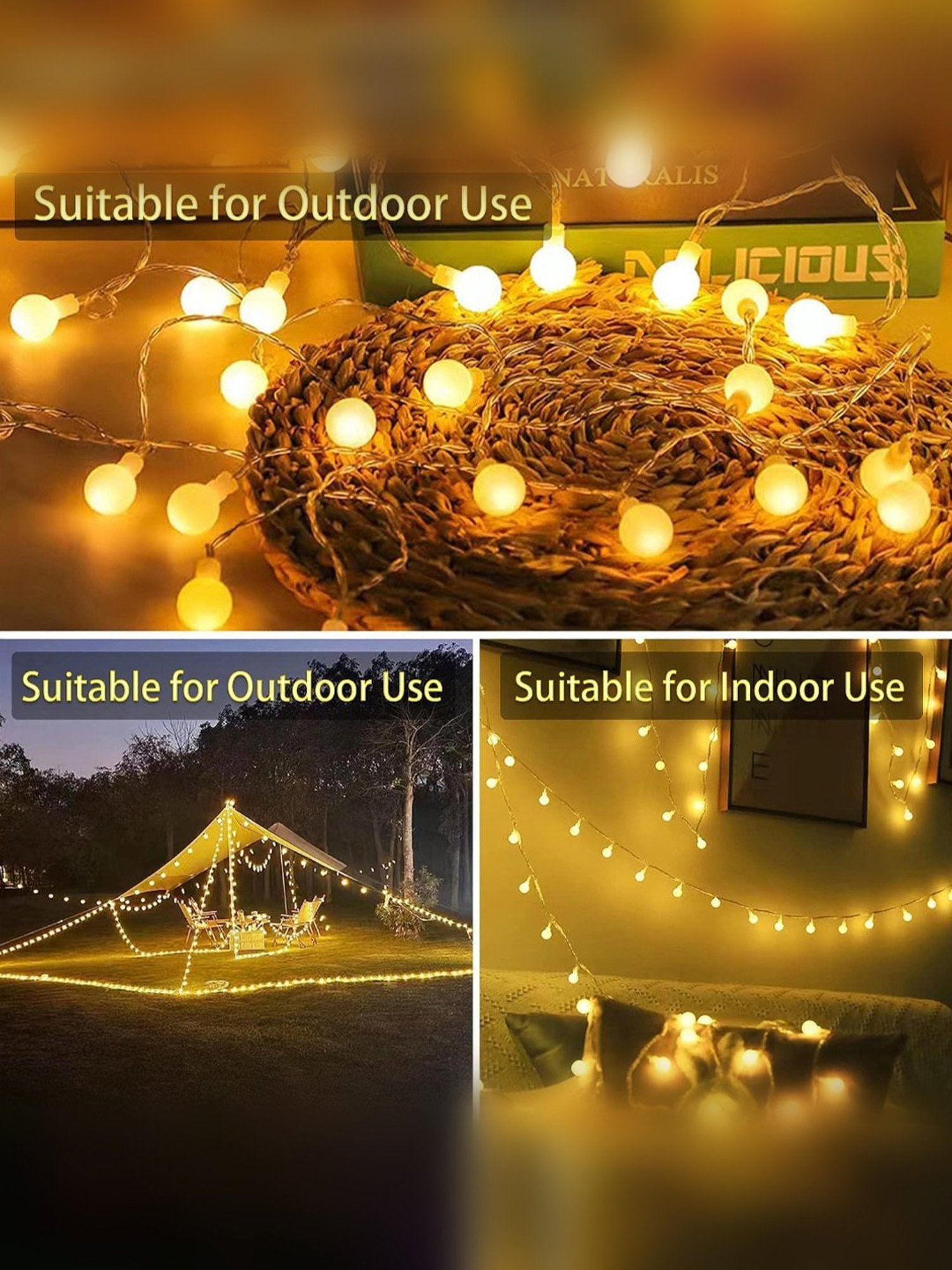 Xergy Globe Milky Ball LED String Fairy Lights Outdoor & Indoor for Home Decoration (Warm White)