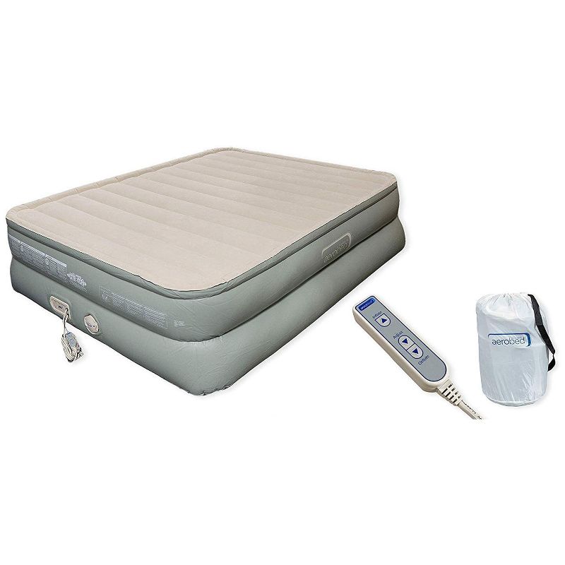 Aerobed 2000017310 Indoor Outdoor Premier Luxury 3 Layer Standard Queen Air Mattress Inflatable Bed with Built In Pump Wand Remote and Carrying Case