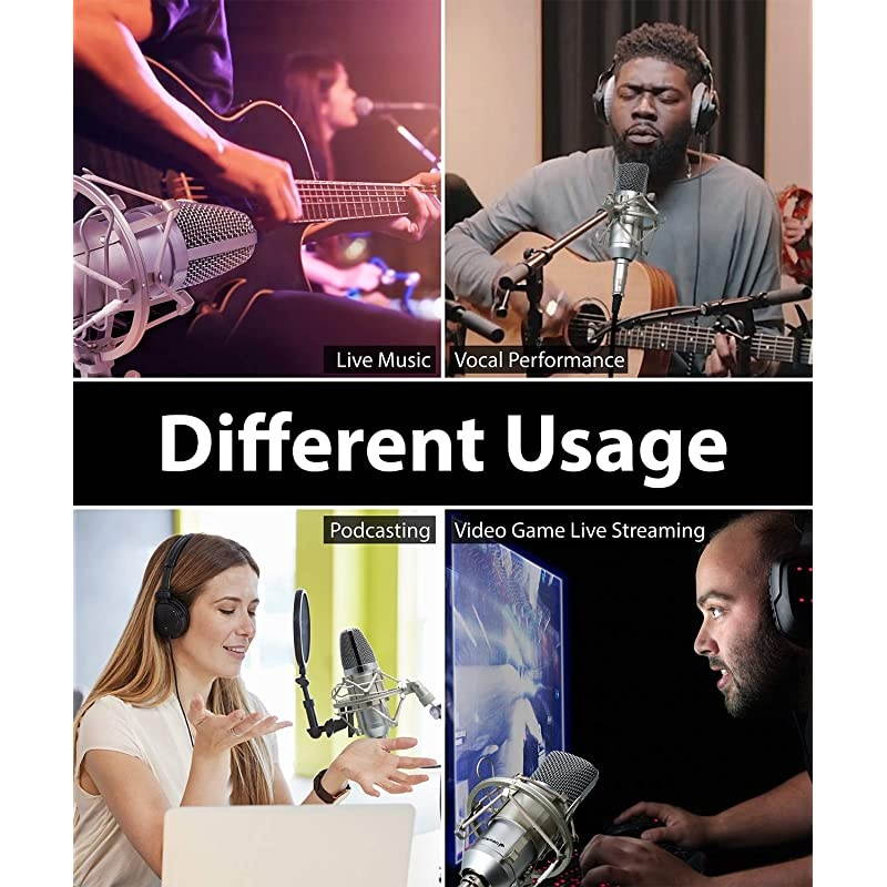 Cardioid Condenser Microphone XLR Noise Deduction 360 Degree UniDirectional Voice Recording with Mount amp Windscreen for PC Gaming Broadcasting Podcasting Studio YouTube amp Tiktok Video