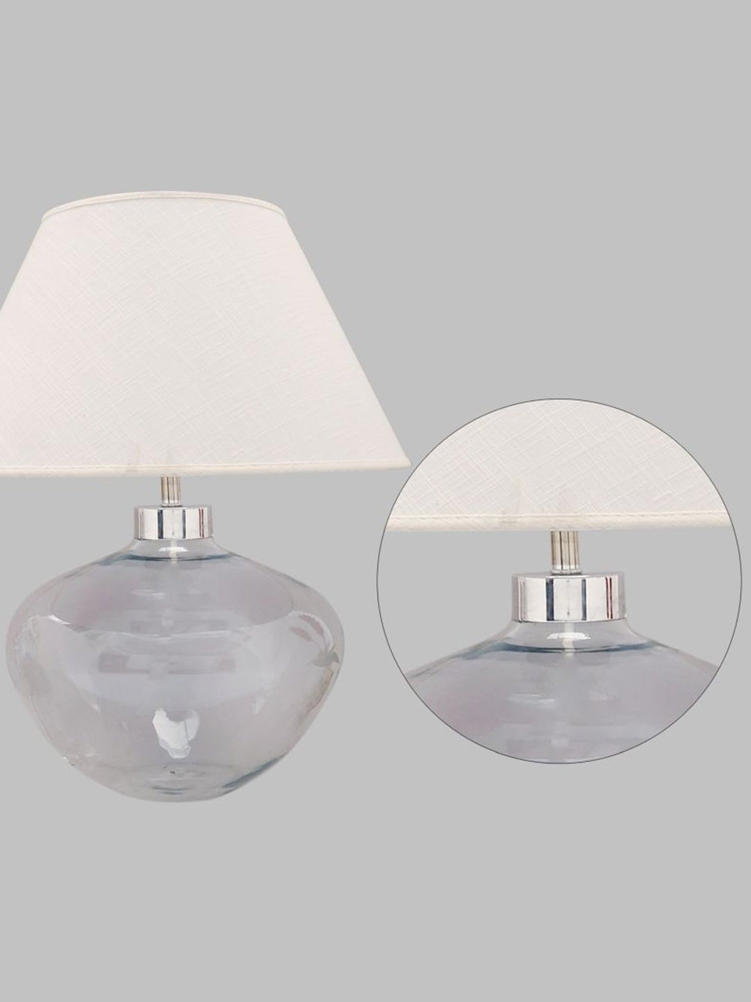 Kapoor Lamp Shades Transparent & White Glass Ayrica Clear Table Lamp