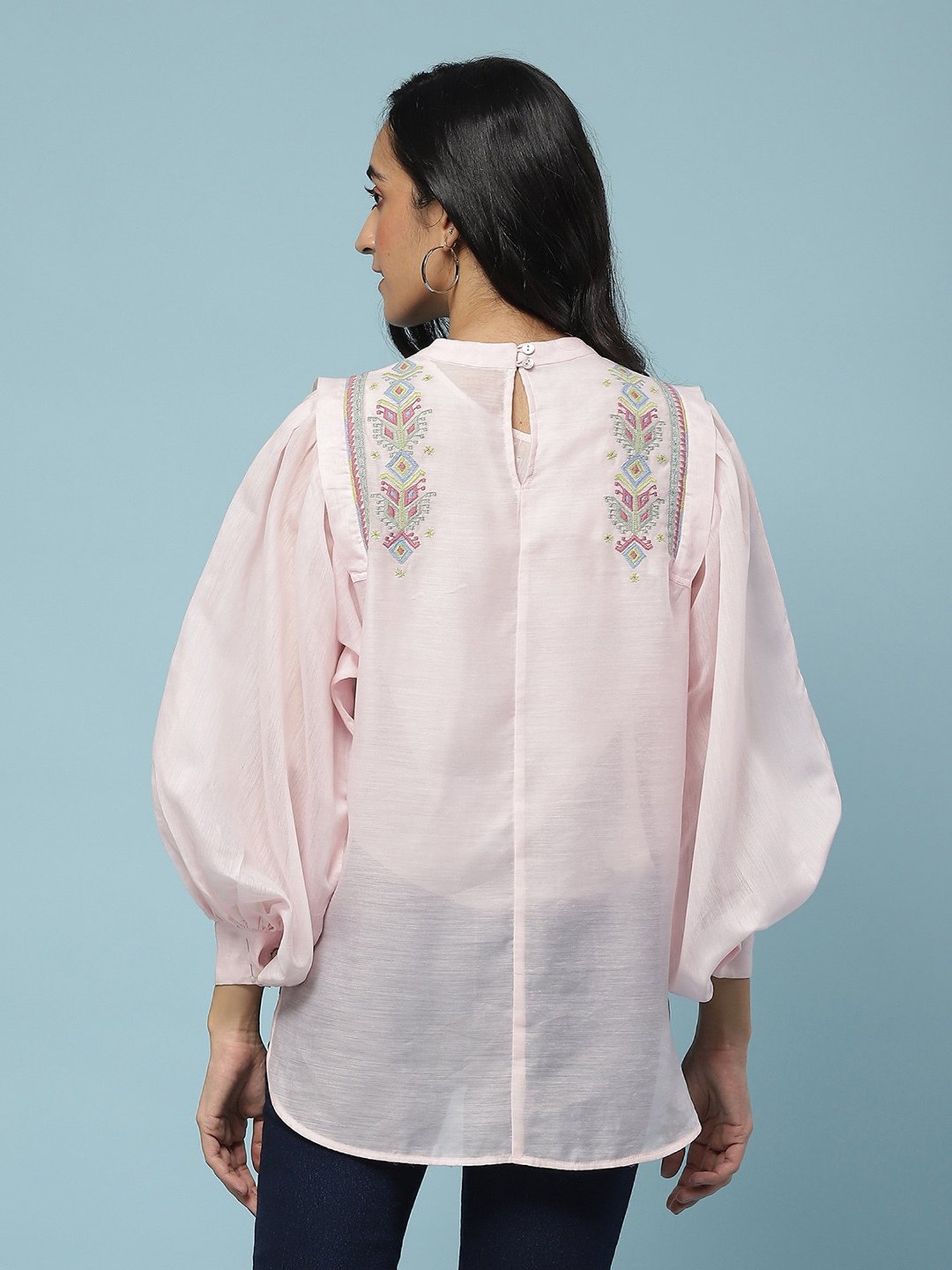 aarke Ritu Kumar Light Pink Embroidered Top With Camisole