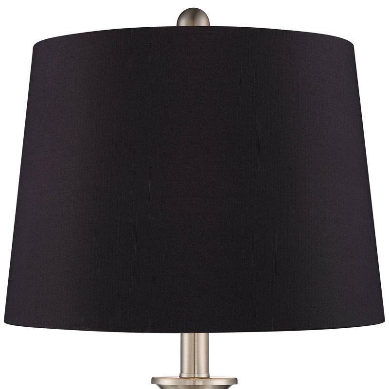 Regency Hill Arden Brushed Nickel Twist Black Shade Table Lamps Set of 2