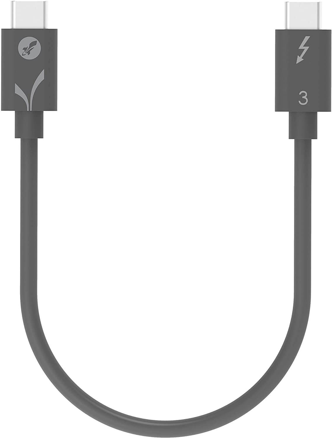 Sabrent Thunderbolt 3 (Certified) USB Type-C Cable | up to 40 Gbps | Supports 100W (5A, 20V) Charging | E-Mark Chip | (7.8"/ 20 cm) in Gray (CB-T320-GRY)