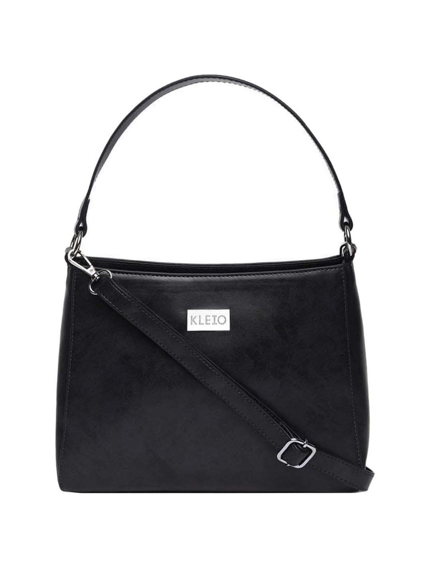 KLEIO Black Solid Medium Hobo Handbag
