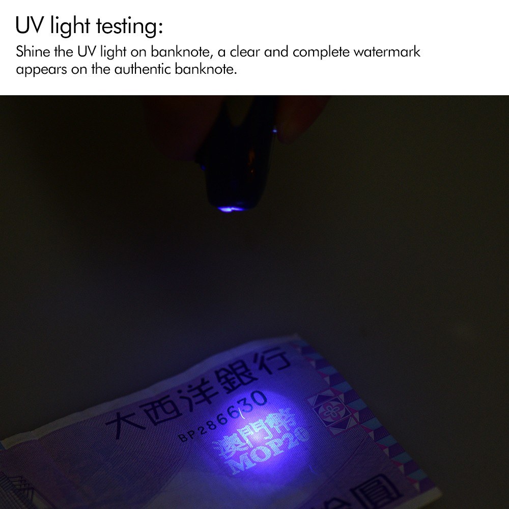 2 In 1 Portable Mini Money Detector Counterfeit Cash Currency Banknote Checker Tester with Magnetic & UV Light for USD EURO POUND