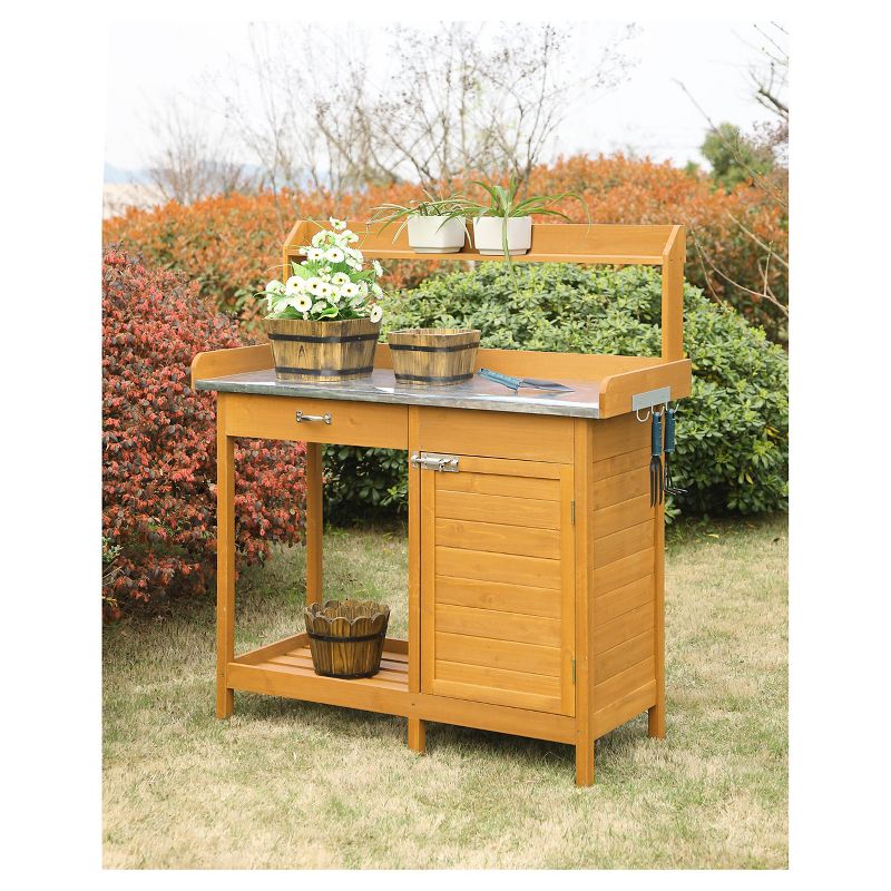 Galvanized Potting Bench Gray - Poly-Tex