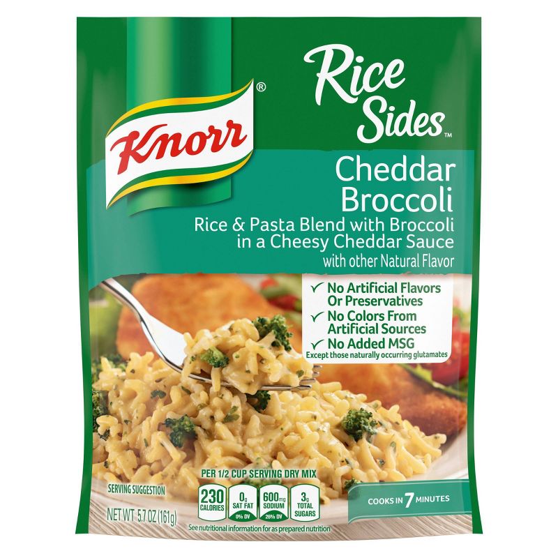 Knorr Rice Side Dish for rich, savoury flavor Cheddar Broccoli no artificial preservatives 5.7oz