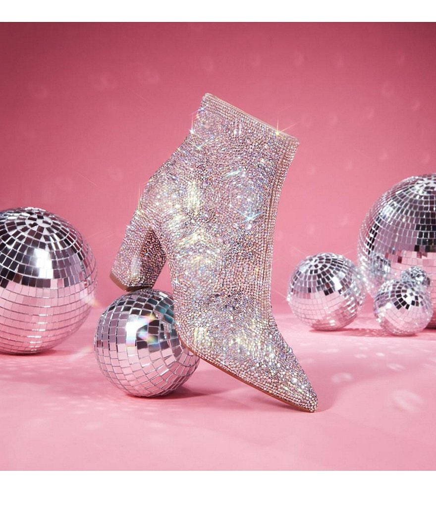 Blue by Betsey Johnson Cady Rhinestone Embellished Block Heel Booties