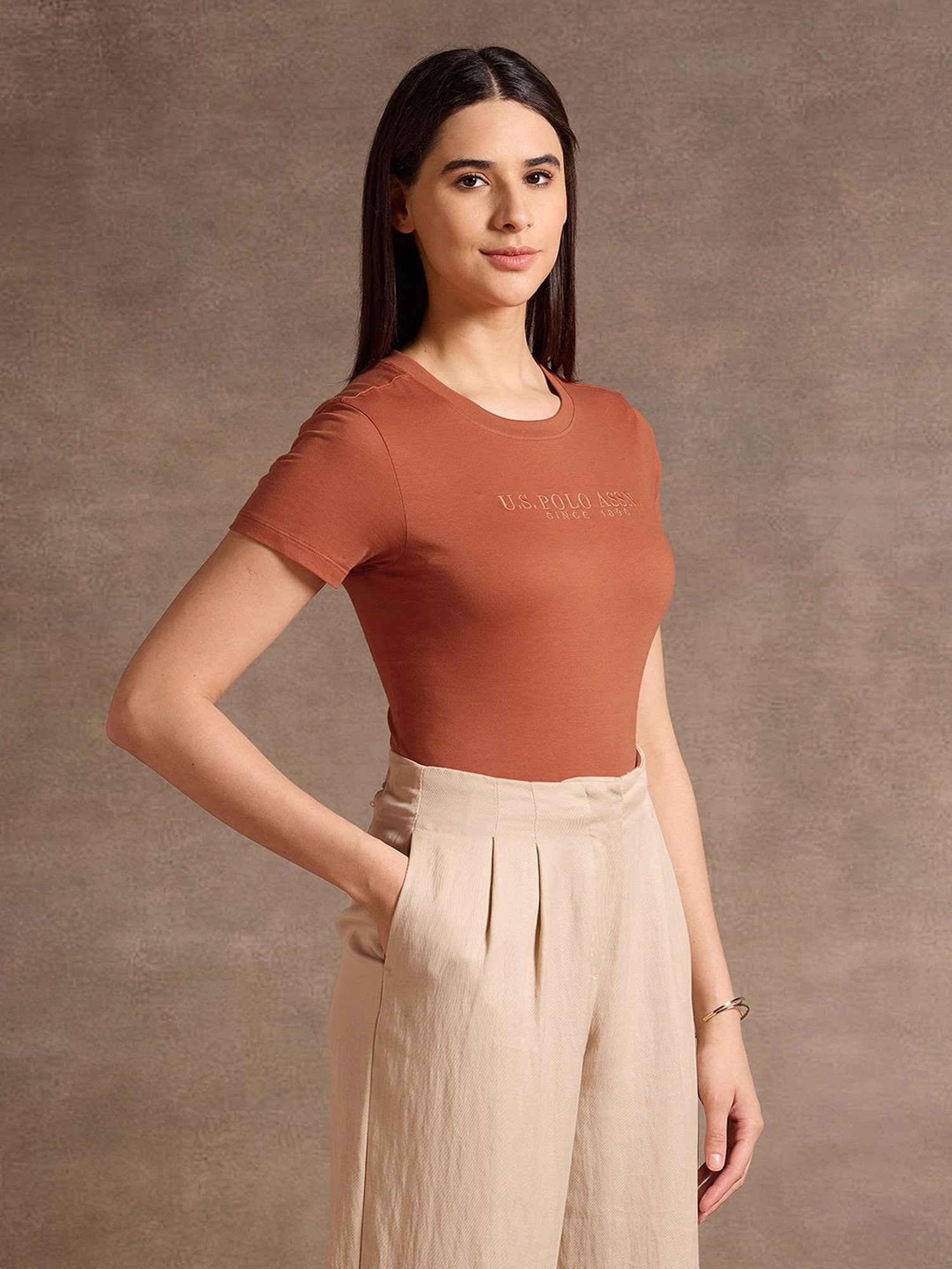 U.S. Polo Assn. Brown Graphic Print T-Shirt