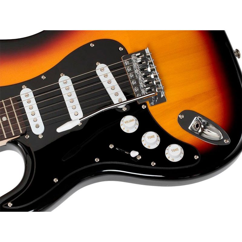 Monoprice Indio Cali Classic Lefty Electric Guitar - Sunburst, With Gig Bag