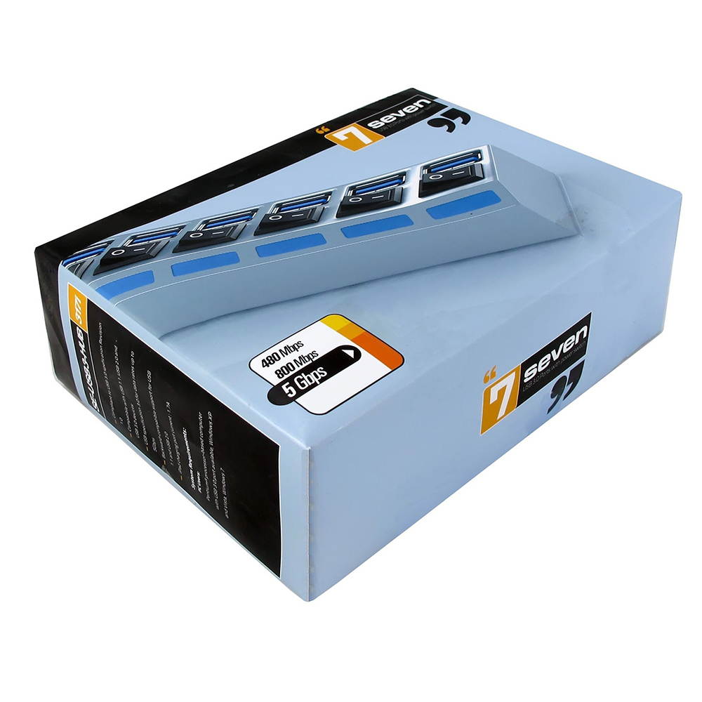 SEDNA - USB 3.0 7 Port SuperSpeed Hub with ON/OFF Switch and 1 x iPad Charging Port ( Black )