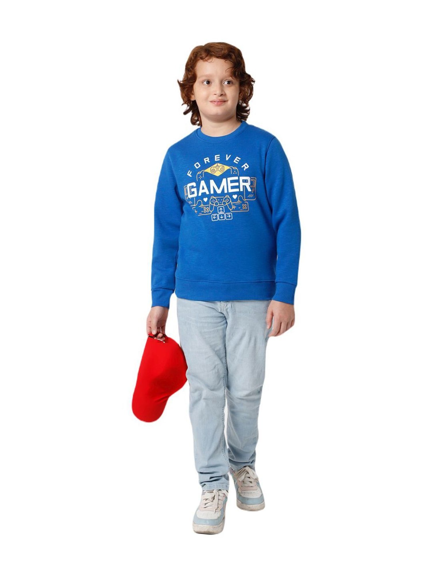 Proteens Kids Royal Blue Printed Full Sleeves Sweatshirt