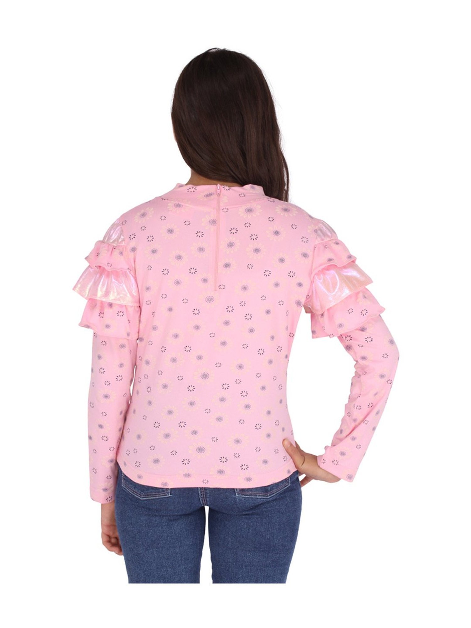 Cutecumber Kids Pink Embellished Full Sleeves Top