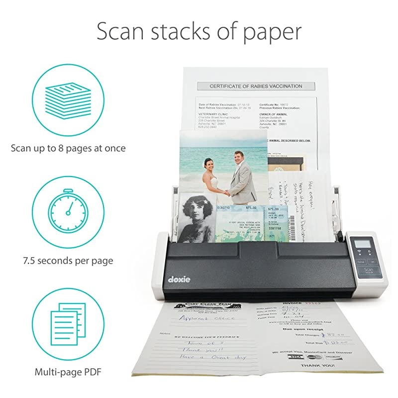 Q Wireless Rechargeable Document Scanner with Automatic Document Feeder ADF Renewed